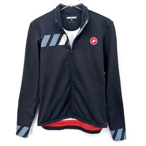 Castelli Pisa Thermal Long Sleeve Jersey Mens Size L Blue Full Zip Fleece Lined